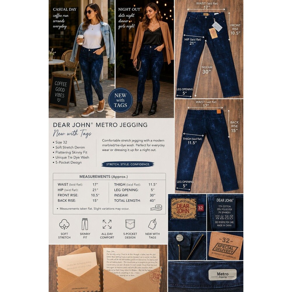 New Dear John Women 32 Metro Jegging Dark Blue Grunge Indie Neo-Goth Streetwear